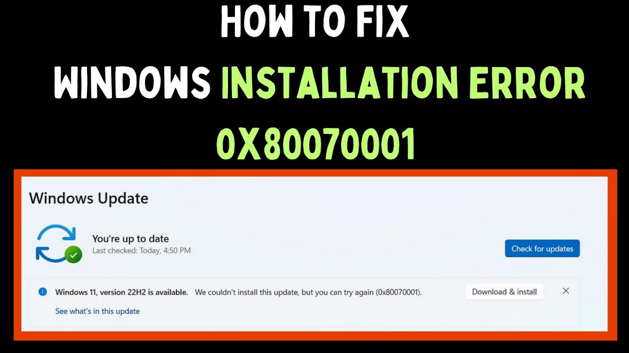How to Fix Windows Installation Error 0x80070001 on Windows 11 - YouTube