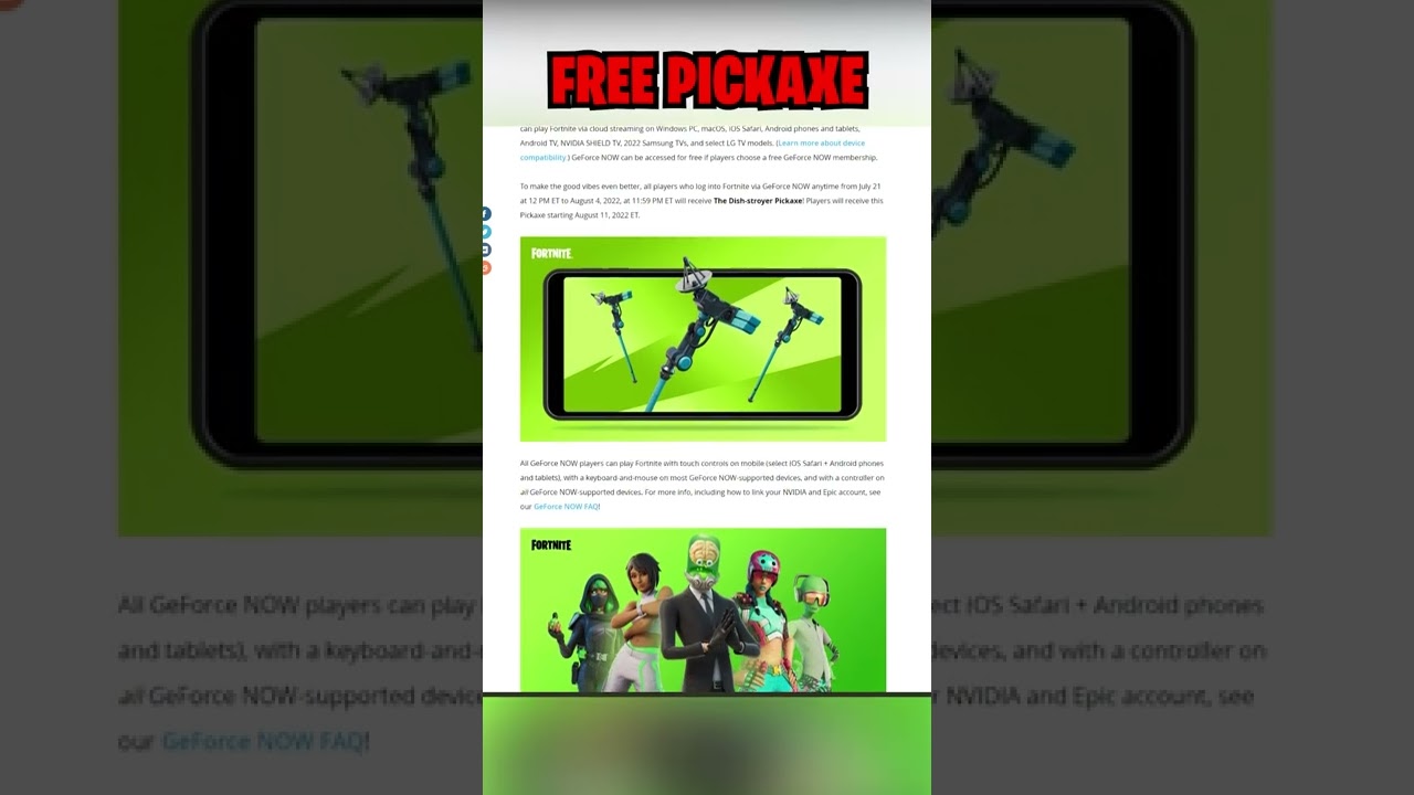 FREE PICKAXE (GEFORCE NOW) 