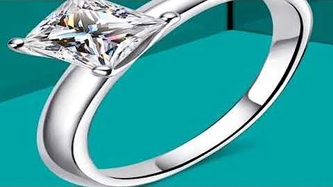 KNOBSPIN 1ct Princess Cut Moissanite Ring s925 Sterling Sliver Plated with 18k White Gold Eternity B