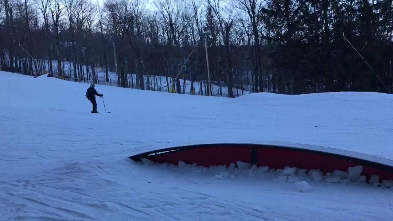 Terrain park in Stratton, VT 1/15/17 Leon learning to jump YouTube