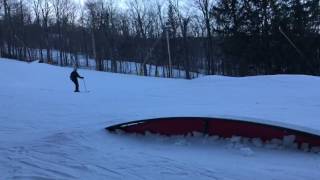 Terrain park in Stratton, VT - 1/15/17 - Leon learning to jump