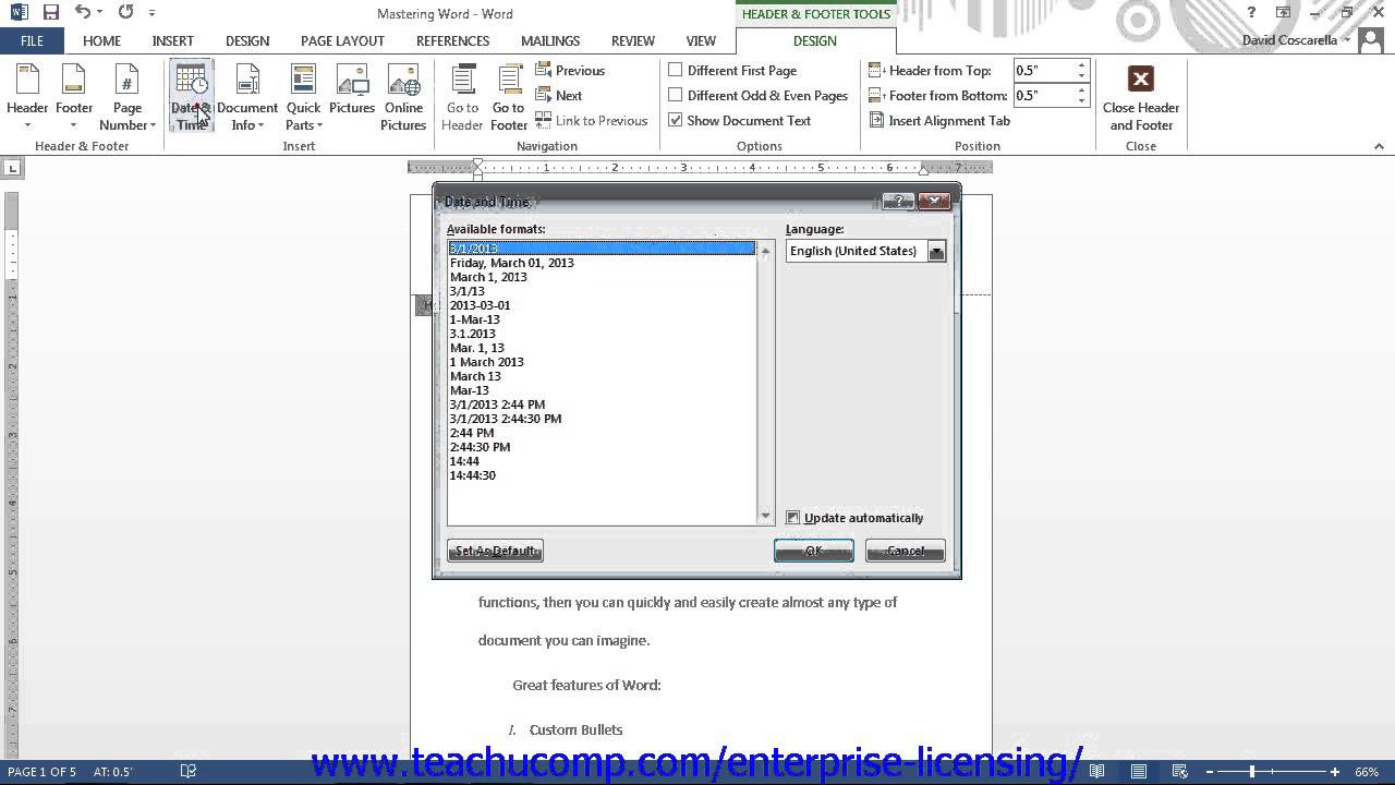 Microsoft Office Word 2013 Tutorial Setting Page Layout 7.2 Employee Group Training