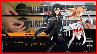 Sword Art Online OP - Crossing Field | Acoustic Guitar Lesson [Tutorial + TAB + CHORDS]