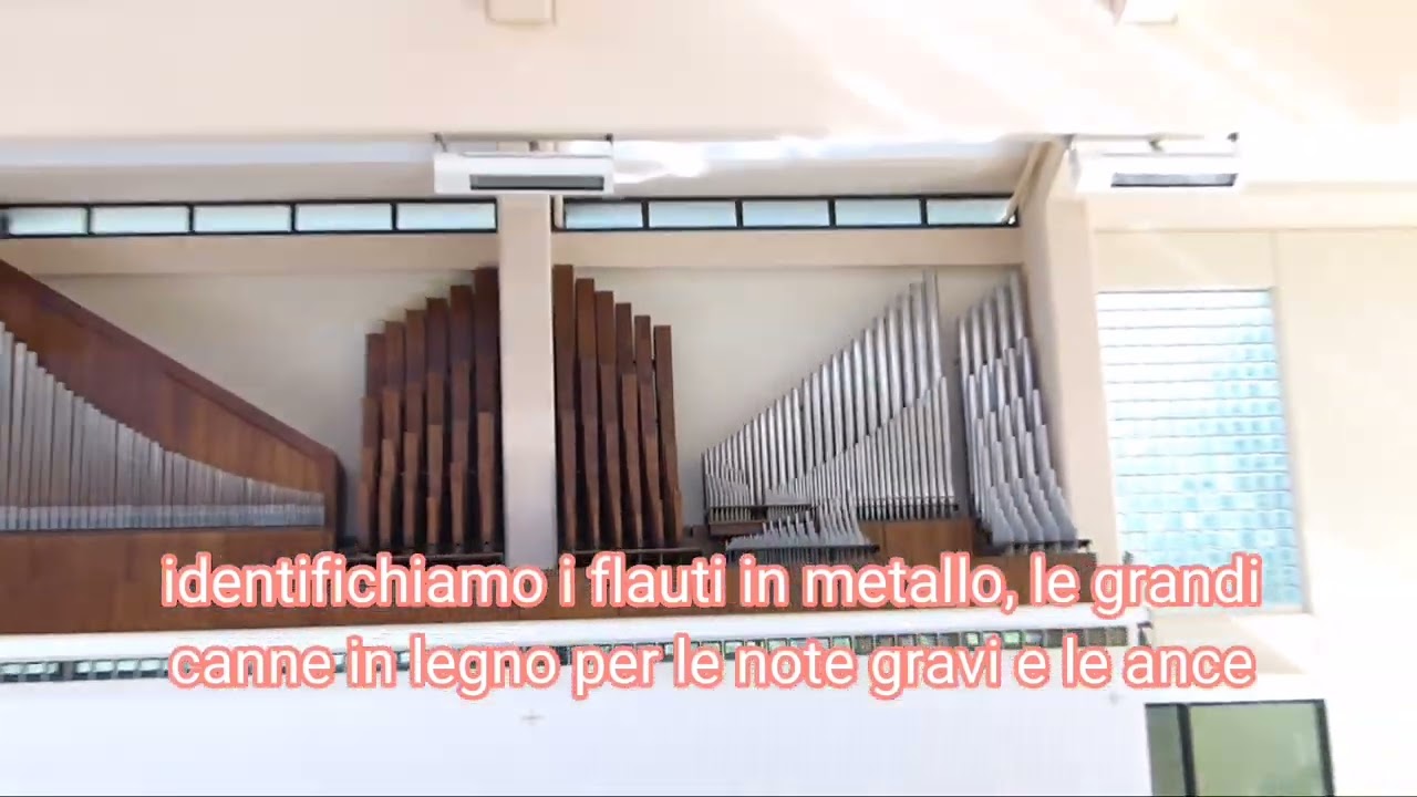 Il grande e particolarissimo organo a canne con il somiere e le canne a vista Santuario di Canneto.