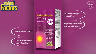 Natural Factors Vitamin B12 1000 mcg – Active Methylcobalamin for Energy & Nerve Support