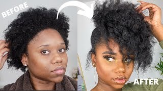 SUPER Cute And EASY Hairstyle For Awkward/Short Length 4b/c Natural Hair  On STRETCHED Hair