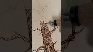 Shading and detail the tree | wood burning #process #tutorial