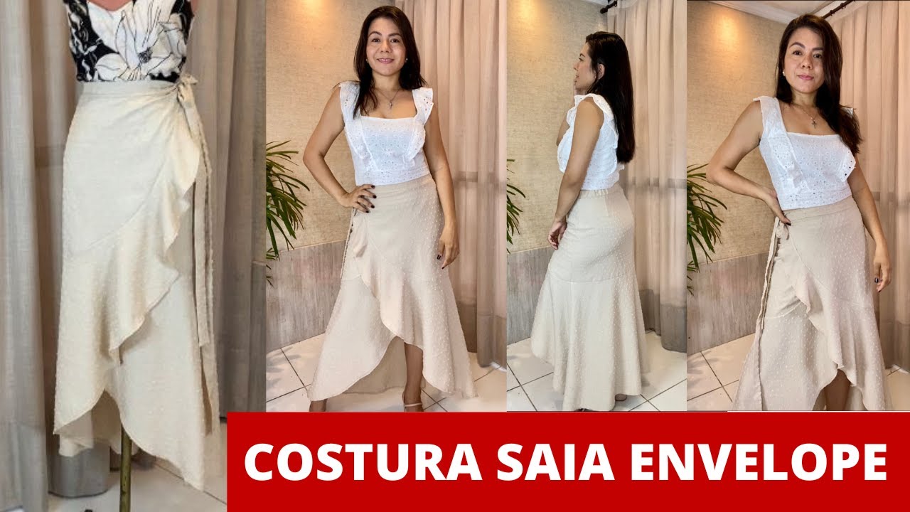 Como fazer uma SAIA ENVELOPE - Corte e Costura - Passo a Passo Completo ...