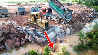 Ep62.#Amazing! Good Activity Clearing Mud & Land Fill Process By #Trucks & #Dozer Showing Skills