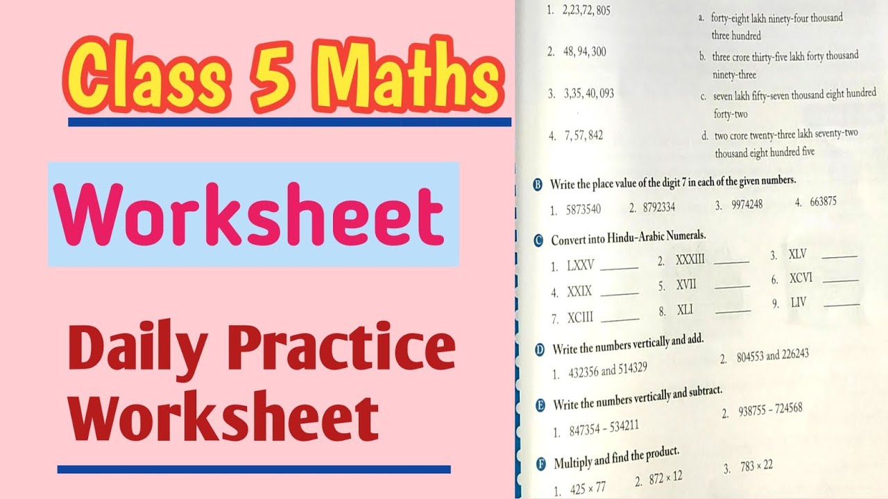 Maths Worksheet For Class 5 Maths For Class 5 YouTube