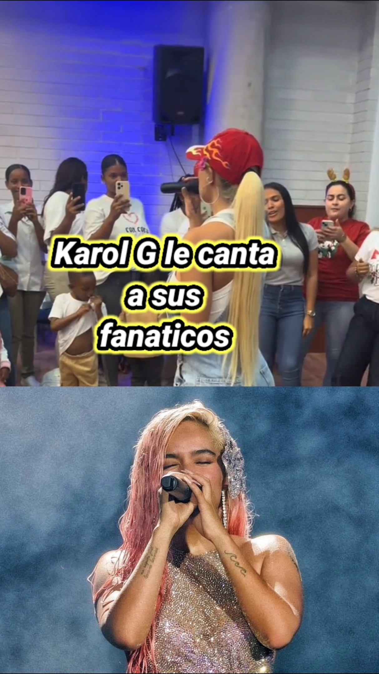 Karol G le canta a sus fanaticos. #karolg