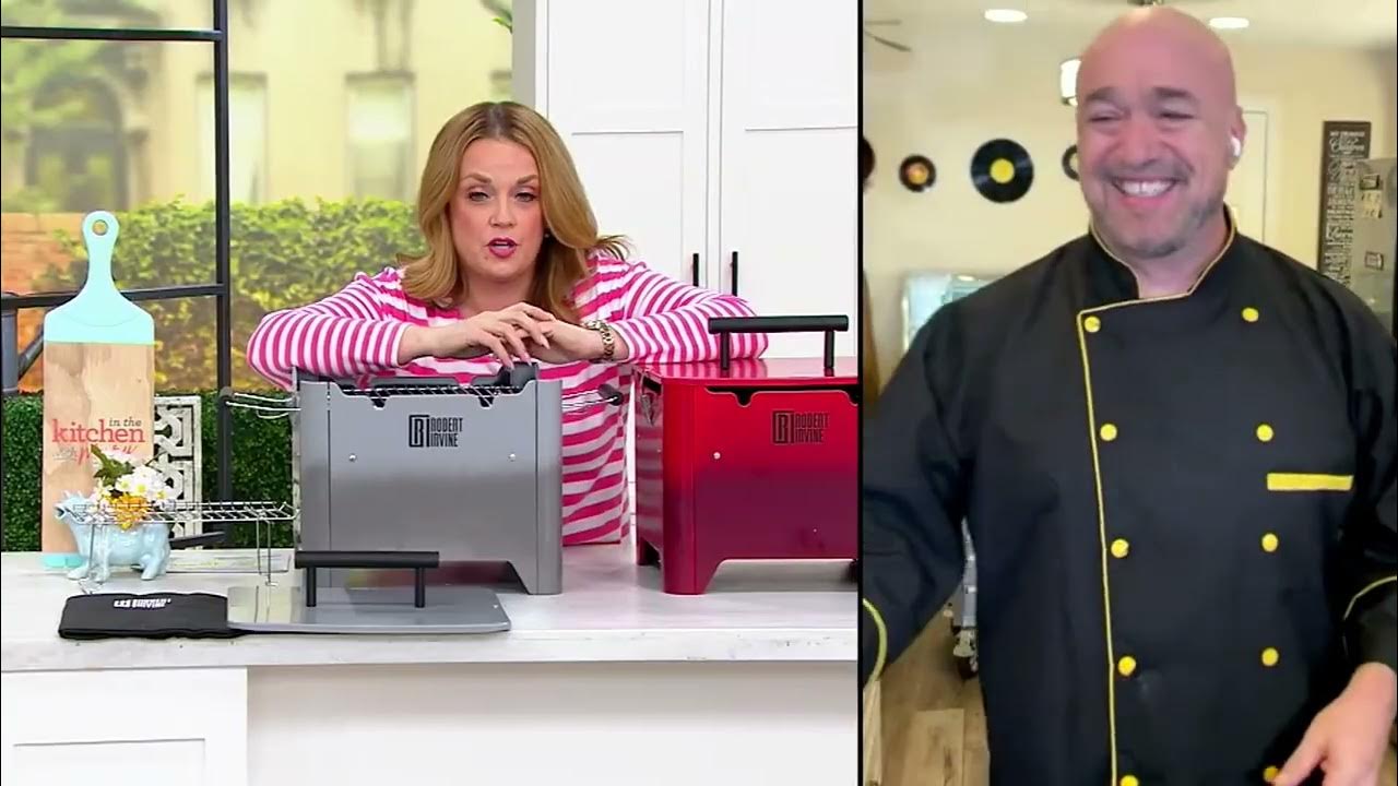 Chef Robert Irvine Portable Charcoal Grill with Cover & Warming Rack on