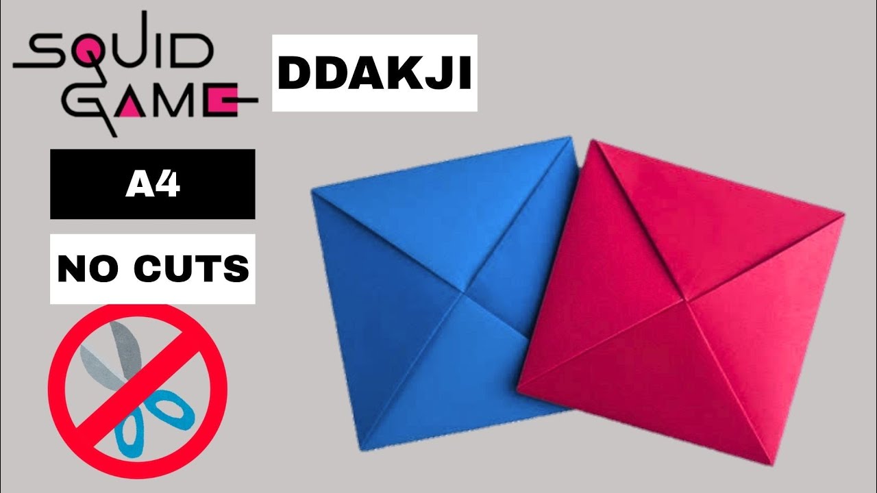 How to Make Origami Ddakji with A4 Paper 🟥🟦 | No Scissors, No Cuts ...