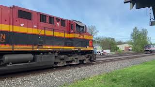 Railfanning Fairport, NY 5/7/2024 ft a CPKC duo meeting AMTK P281 & a flared SD70MAC w/ a GREAT horn