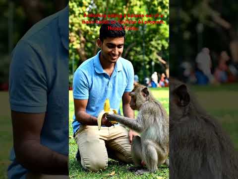 A monkey eating a banana out of a man’s hands on YouTube AI program. Happy Friday.