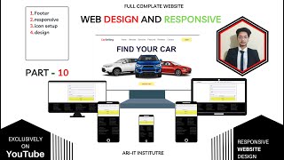 How To create car project | responsive | Footer | html , css , js | p -10