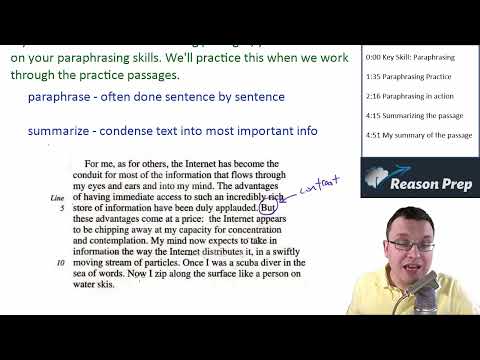 Key Skill: Paraphrasing, SAT Reading Course #8