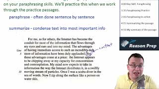 Key Skill: Paraphrasing, SAT Reading Course #8