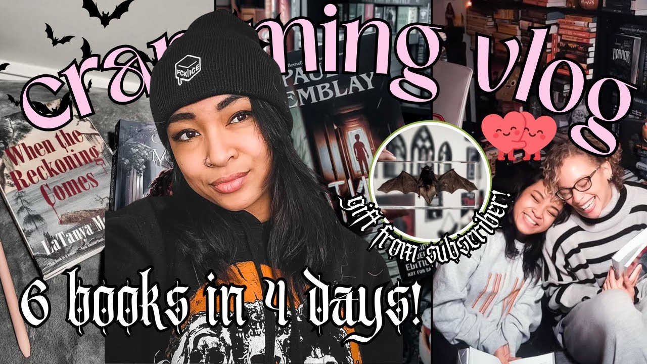 january cramming vlog | finished 6 horror & romance books ❤️‍🔥