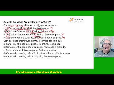 Considere como verdadeiras as afirmativas a seguir: I. Se Carlos mentiu, então João é o
