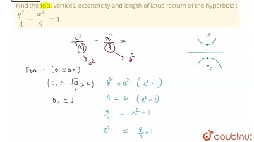 Find the foci, vertices, eccentricity and length of latus rectum of the hyperbola : y^2/4 - x^2/...
