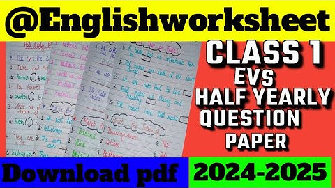 Class 1 EVS Half Yearly Exam Question Paper 2024-25|Class 1 EVS Syllabus 2024-25|Class 1 EVS