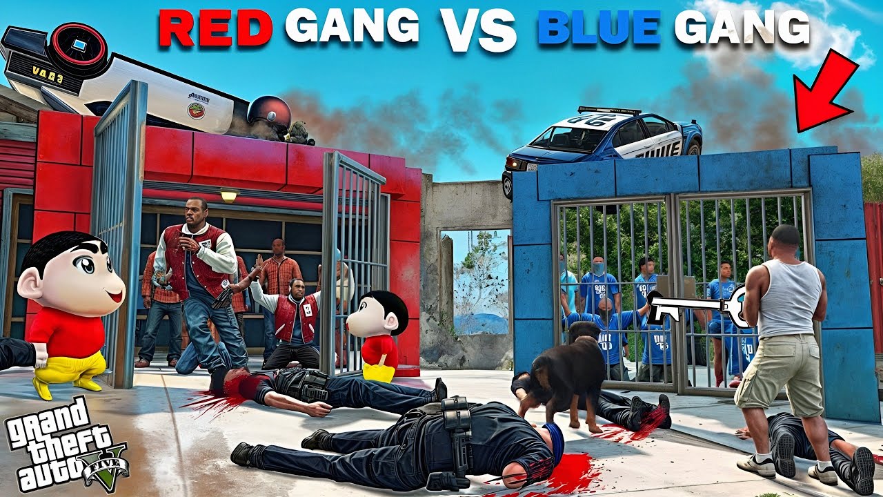 Shinchan Red Gang or Franklin Blue Gang Escape in GTA 5!