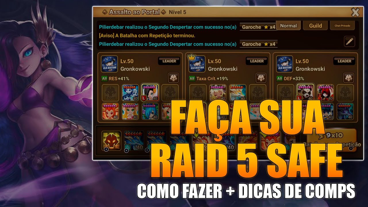 FAÇA SUA RAID 5 SOLO SAFE FACILMENTE! COMPS, RUNAS E STATUS! (SUMMONERS WAR) ATUALIZADO 2023.