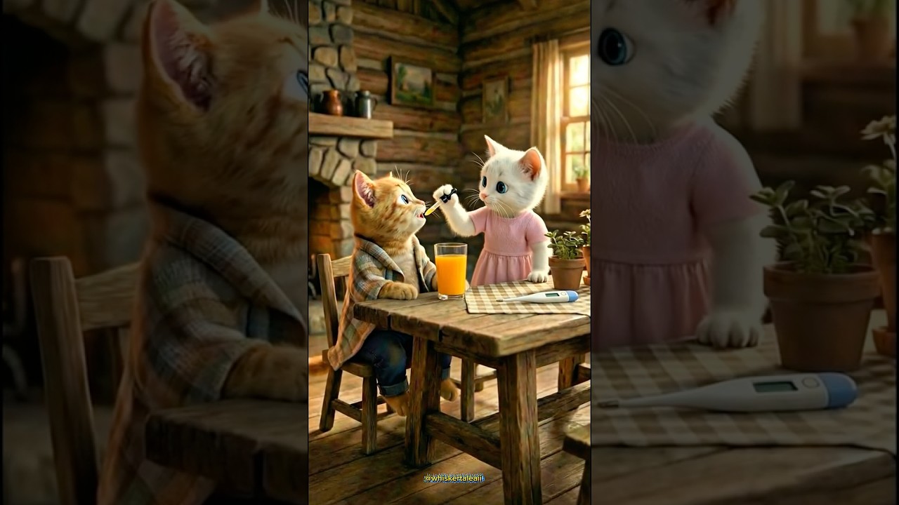 Part 2: A cute kitten is taking care of its sick brother. 