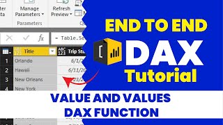 end-to-end dax tutorial | power bi | value & valus function | ksr datavizon