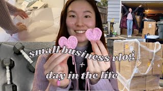 Small Business Vlog + day in the life: 500 units of cups, packing orders, crocheting, decluttering