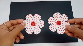 Red & white paper flower | easy craft | how to make paper flower | easy flower | simple paper flower screenshot 2