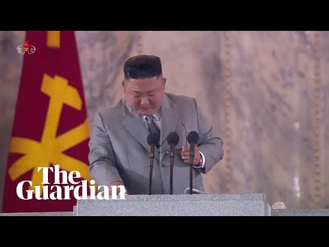 Kim Jong-un cries during speech at military parade