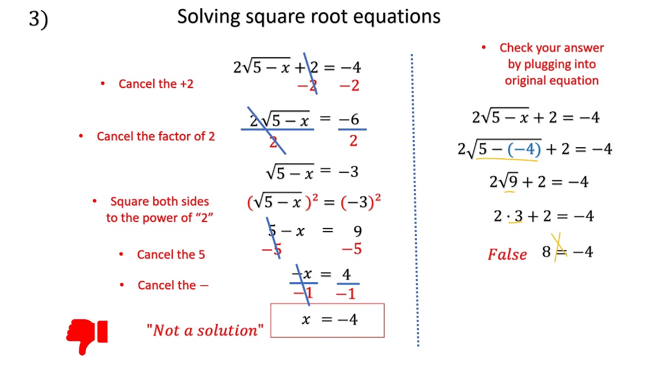 solving square root equations - YouTube