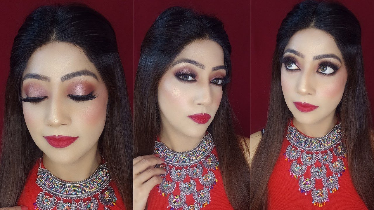 Halo eye makeup with red dress/ party makeup with red outfit/Easy Halo
