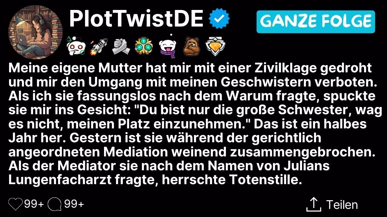 „Du bist nur die große Schwester. Wag es nicht, meinen Platz einzunehmen." Diese Worte meiner Mutter hallten noch nach, als ich am Küchentisch saß und für Julian Vokabeln abfragte, während mein...
