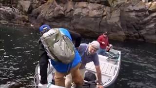 The PBS crew leaving Baccalieu Island in Ned Walsh's Cove