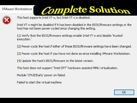 how to solve VMware pro Workstation Error