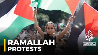 Hundreds of people rally in Ramallah in support of Gaza after Israel strikes hospital in Gaza