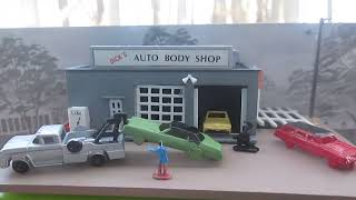 Dicks Auto Body Shop Toy Diorama Car Repair Display Unboxing and Review Bachmann Railroad Buildings