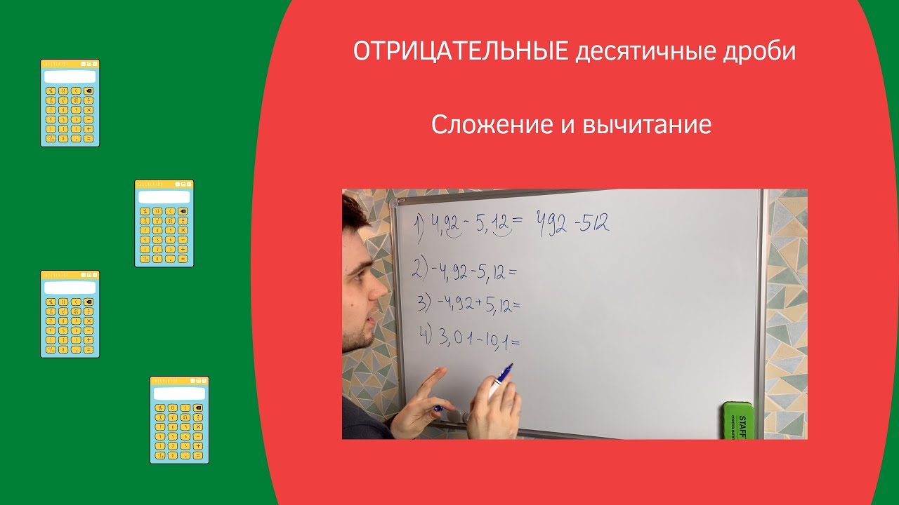 ОТРИЦАТЕЛЬНЫЕ десятичные ДРОБИ // Сложение и вычитание // math ...