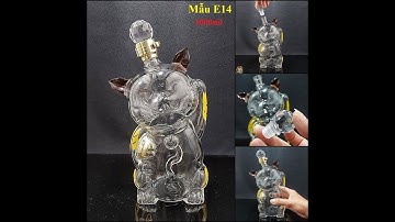 Vỏ Chai Rượu Thủy Tinh 1 Lít con mèo may mắn – Bình Đựng Rượu 12 Con Giáp 1000ML (E14)