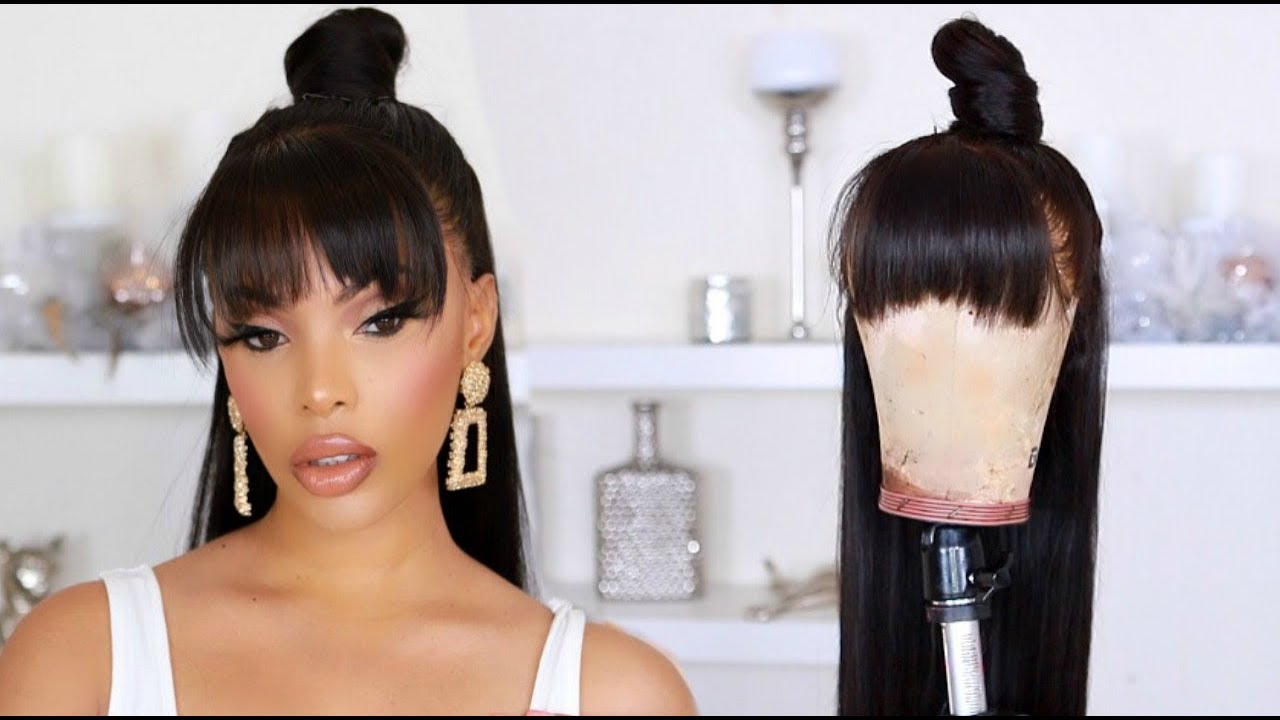 Let S Make A Wig Half Up Half Down Wig With Bangs Youtube