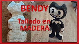 BENDY, Máquina de Tinta TALLADO en madera. Carving BENDY Ink macine out of wood