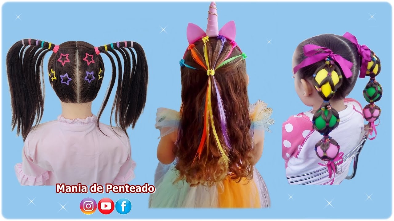 Penteados Divertidos para Carnaval 🥰🎉 |  Easy and Colorful Hairstyles for Girls 🎊