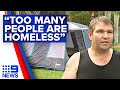 Housing crisis forcing young families with full incomes to live in tents | 9 News Australia