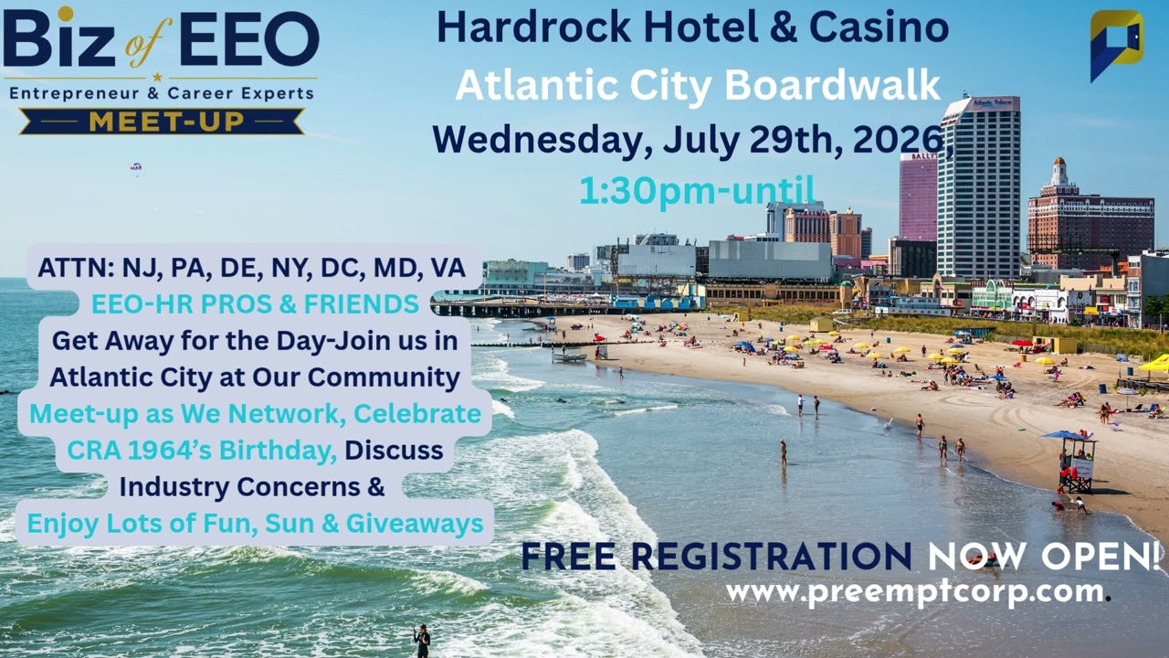 ATTN EEO PROS & FRIENDS Atlantic City Meet up WEDNESDAY, July 29th, 2026, 1:30 pm - until