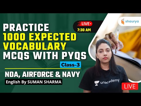 Practice 1000 Expected Vocabulary MCQs with PYQs (Class-3) | Target Air Force/Navy/NDA 2021