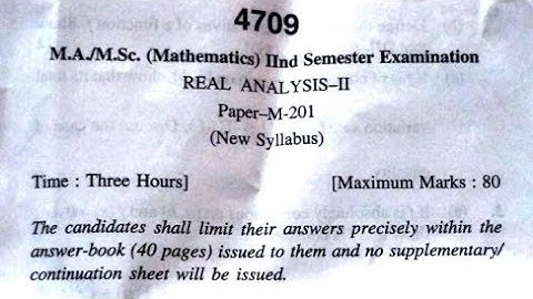 M.Sc Mathematics 2nd semester Paper- REAL ANALYSIS-II Paper-M-201 || Exam held on 17 August 2022