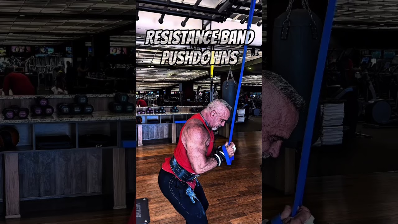 RESISTANCE BAND PUSHDOWNS #triceps #muscle #workout #motivation #resistancebands